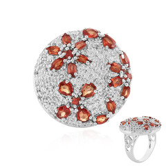 Bague en argent et Saphir rouge du soir