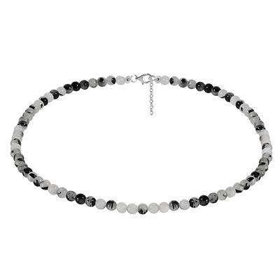 Collier en argent et Quartz rutile noir