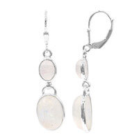 Boucles d'oreilles en argent et Pierre de Lune arc-en-ciel