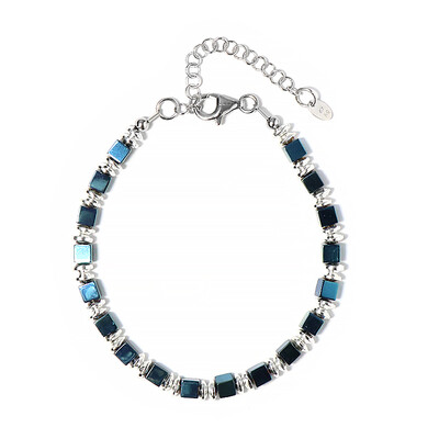 Bracelet en argent et Hématite bleu royal