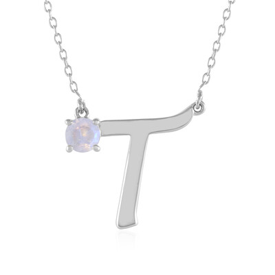 Collier en argent et Pierre de Lune arc-en-ciel