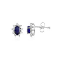 Boucles d'oreilles en argent et Saphir bleu de Madagascar