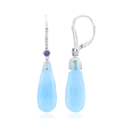 Boucles d'oreilles en argent et Calcédoine d'eau