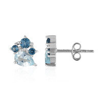 Boucles d'oreilles en argent et Topaze bleu ciel