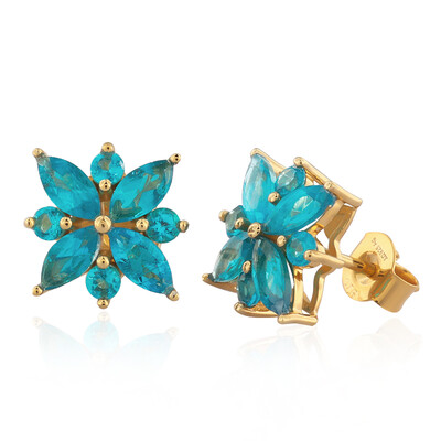 Boucles d'oreilles en argent et Apatite bleu néon (de Melo)