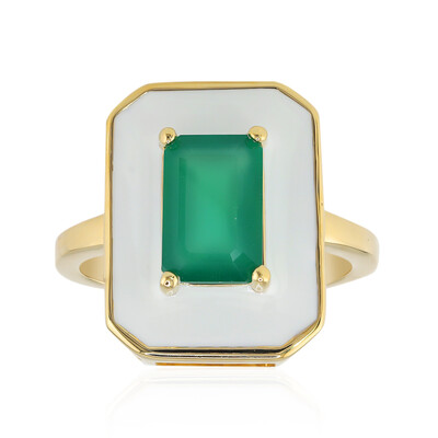 Bague en argent et Agate verte (M de Luca)
