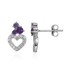 Boucles d'oreilles en argent et Améthyste de Zambie