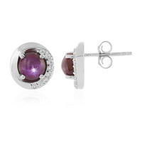 Boucles d'oreilles en argent et Rubis étoilé de Channapatna