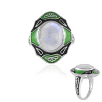 Bague en argent et Pierre de Lune arc-en-ciel (Adela Silber)
