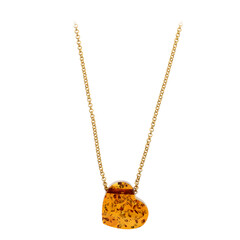 Collier en argent et Ambre baltique couleur cognac