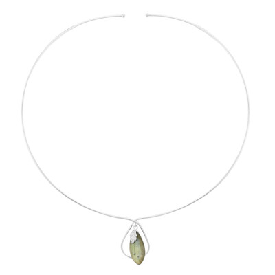 Collier ras du cou (Choker) en argent et Labradorite