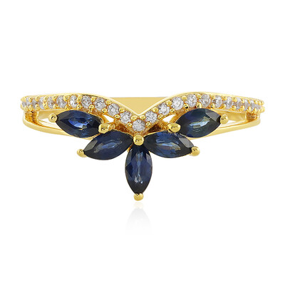 Bague en argent et Saphir bleu de Madagascar
