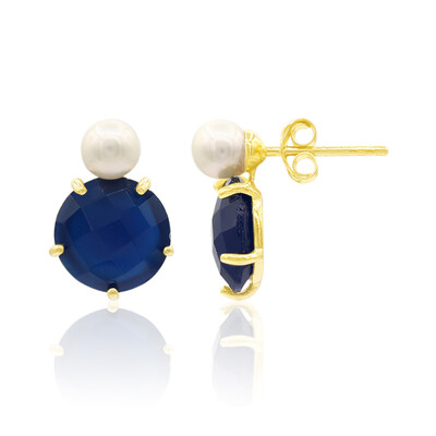 Boucles d'oreilles en argent et Calcédoine bleue