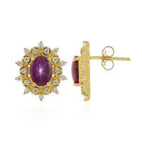 Boucles d'oreilles en argent et Rubis étoilé de Channapatna