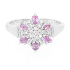 Bague en argent et Saphir pourpre de Ceylan non chauffé