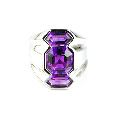 Bague pour homme en argent et Améthyste de Zambie