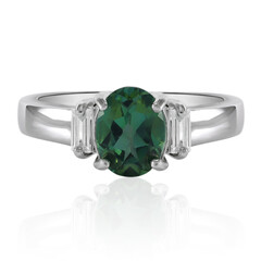Bague en argent et Topaze vert papillon