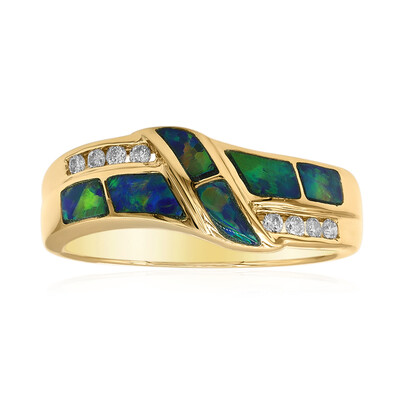 Bague en or et Opale noire de Lightning Ridge (CIRARI)