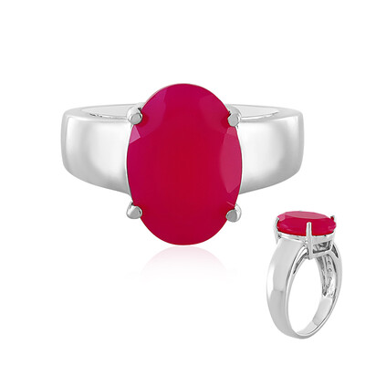 Bague en argent et Calcedoine framboise
