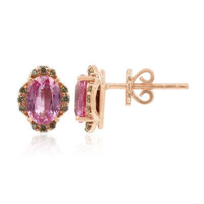 Boucles d'oreilles en or et Saphir parme (Annette)