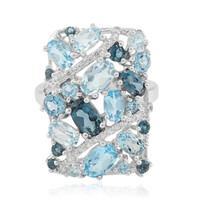 Bague en argent et Topaze bleu Suisse
