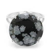 Bague en argent et Obsidienne Flocon-de-Neige