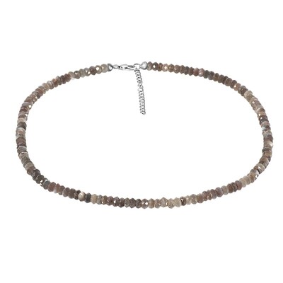 Collier en argent et Pierre de lune chocolat