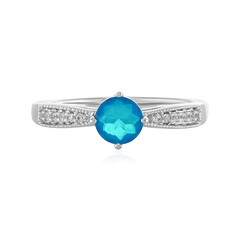 Bague en argent et Opale bleue d'Éthiopie