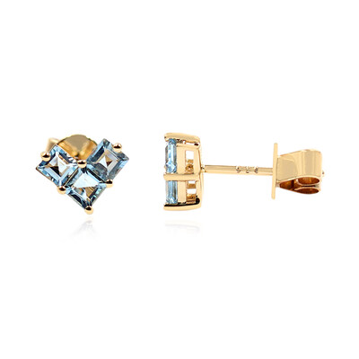 Boucles d'oreilles en or et Aigue-marine Ofiki