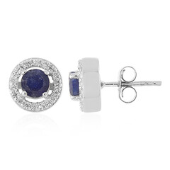 Boucles d'oreilles en argent et Saphir bleu de Madagascar