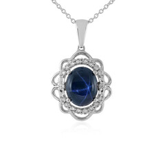 Collier en argent et Saphir étoilé bleu