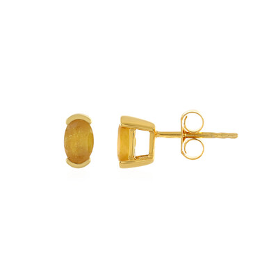 Boucles d'oreilles en argent et Saphir jaune de Madagascar