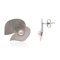 Boucles d'oreilles en argent et Perle de culture d'eau douce (Joias do Paraíso)