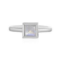 Bague en argent et Pierre de Lune arc-en-ciel