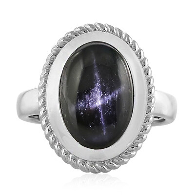 Bague en argent et Diopside étoilé d'Inde