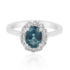 Bague en argent et Topaze bleu de Londres