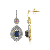 Boucles d'oreilles en argent et Saphir étoilé bleu
