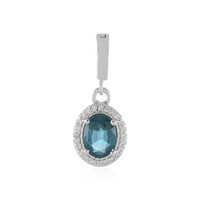 Pendentif en argent et Fluorite bleu pétrole de Belgique