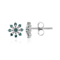 Boucles d'oreilles en argent et Diamant bleu I3