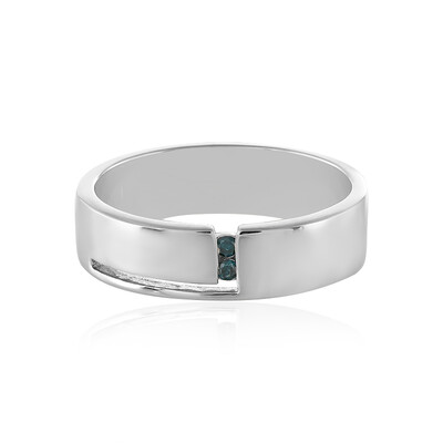 Bague pour homme en argent et Diamant bleu I3