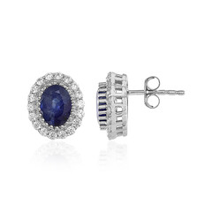 Boucles d'oreilles en argent et Saphir bleu de Madagascar