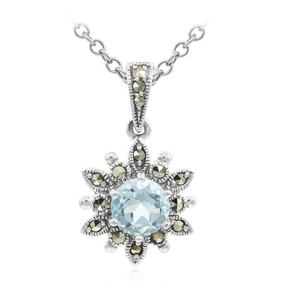 Collier en argent et Topaze bleu ciel