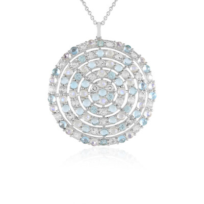 Collier en argent et Pierre de Lune arc-en-ciel (KM by Juwelo)