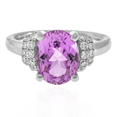 Bague en platine et Kunzite du Brésil