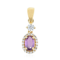 Pendentif en or et Saphir pourpre de Ceylan non chauffé