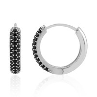 Boucles d'oreilles en argent et Spinelle noir