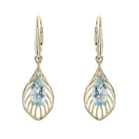 Boucles d'oreilles en or et Topaze bleu ciel