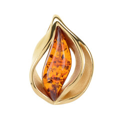 Pendentif en argent et Ambre baltique couleur cognac