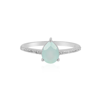 Bague en argent et Calcédoine d'eau
