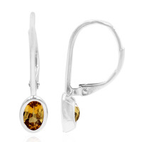 Boucles d'oreilles en argent et Scapolite cognac
